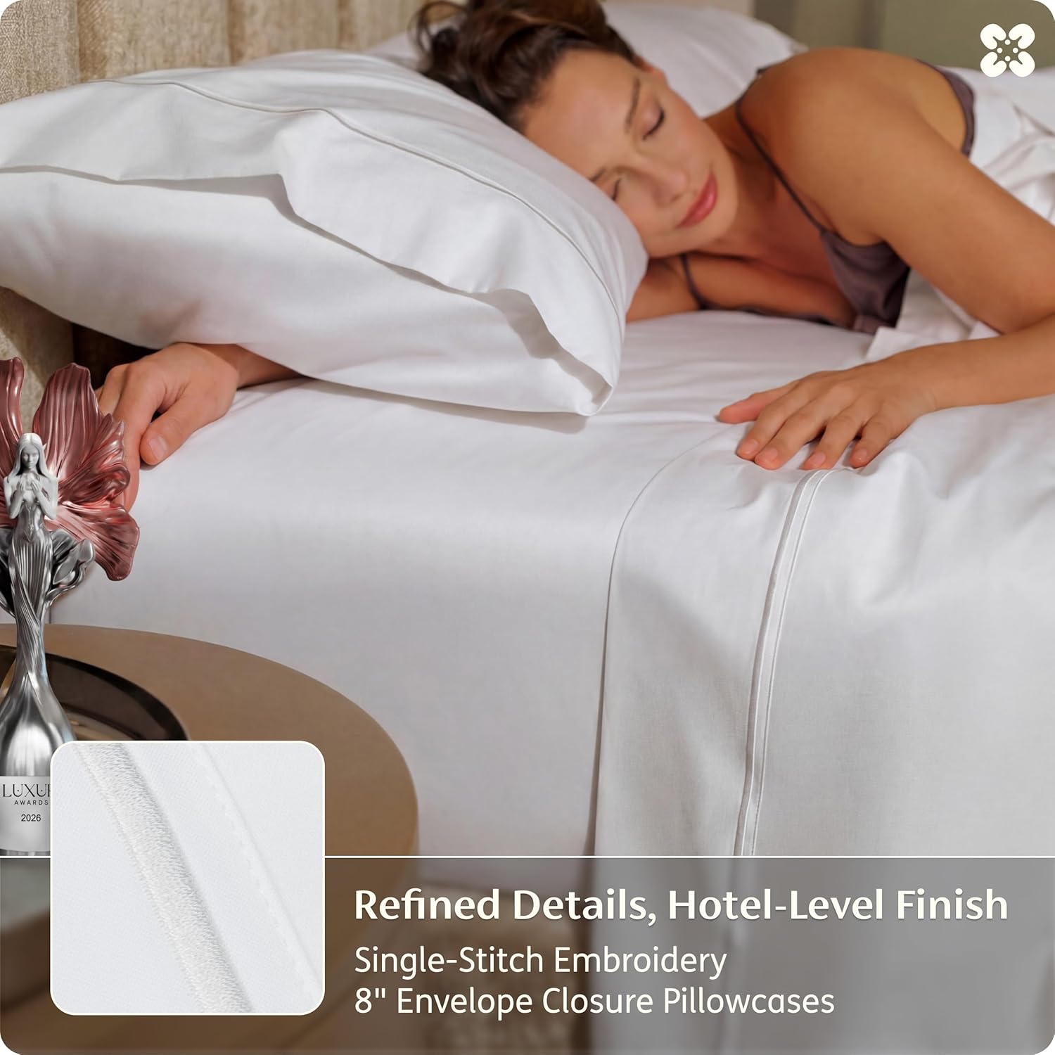 Bedsure 100% Giza Egyptian Cotton Sheets King Size - Luxury Hotel Sheets 18 Inches Deep Pocket with 4 Corner Straps, PureWoven Soft & Beathable Sateen Weave Bedsheets (White, King)