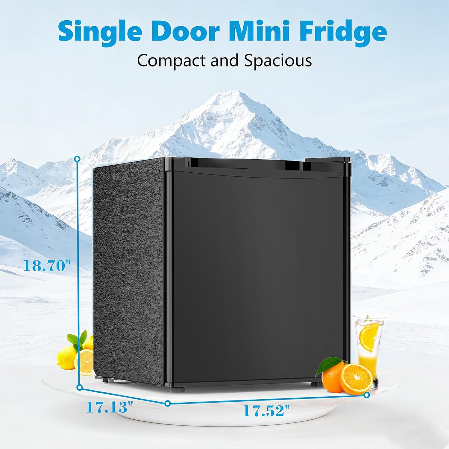 Antarctic Star Mini Fridge with Freezer, Rated 1.6 cu.ft, Small Upright Refrigerator with Removable Shelves, 7 Adjustable Thermostat, Low Noise for Bedroom/Apartment/Office,