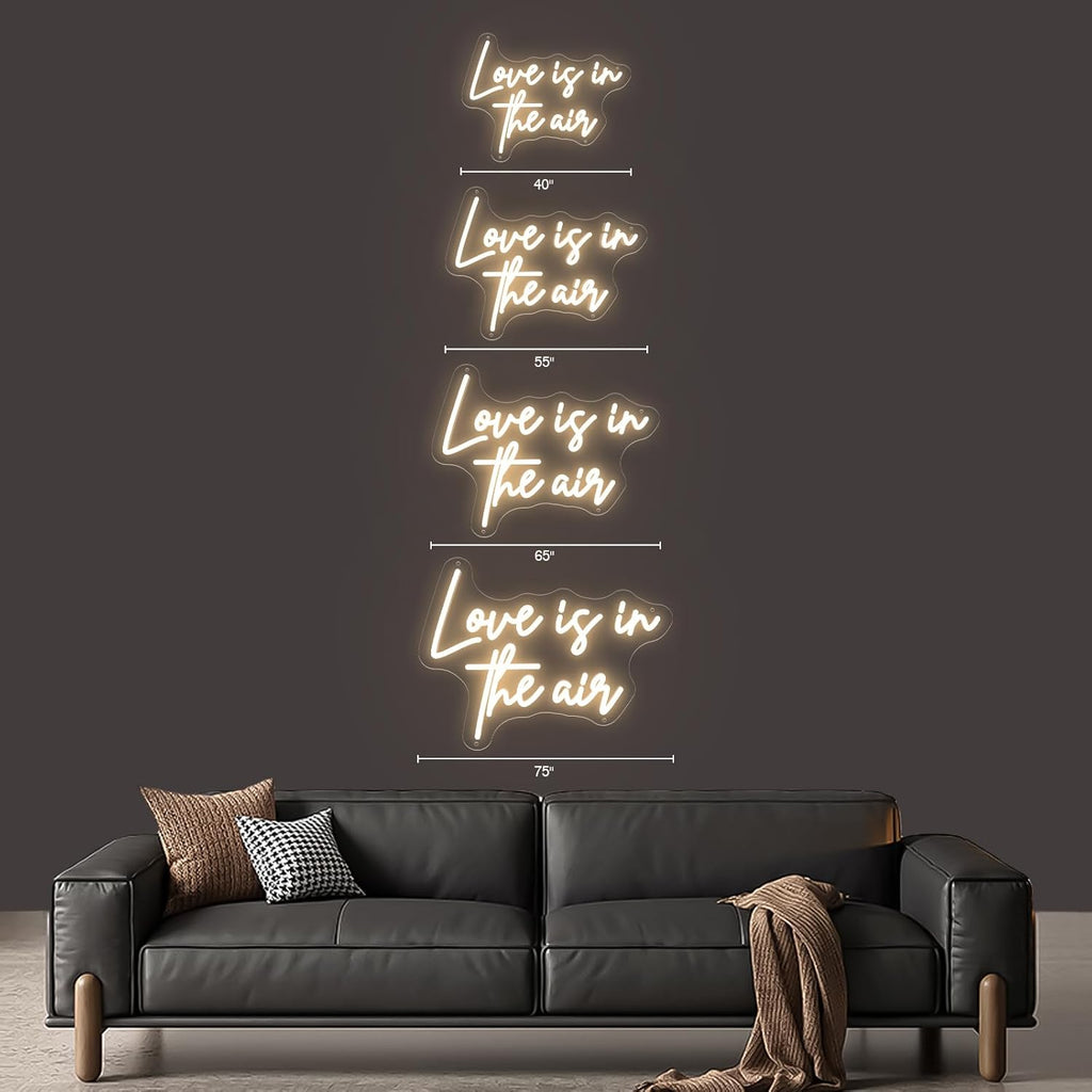 Love is in The Air Neon Sign Spa Beauty Room Brows Lashed Salon Studio LED Wall Art Decor For Business Stores Logo Barber Shops Led Indoor Custom Neon Lights Adapter Powered Warm White 65×49 CM