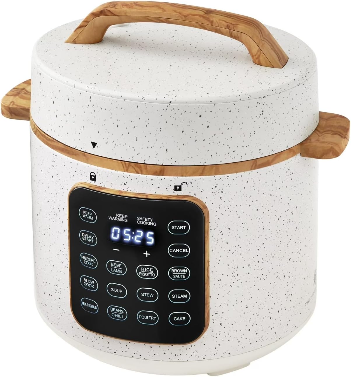 Electric Pressure Cooker, 7-in-1 Programmable Multicooker, 6 Quart Stainless Steel Slow Cooker, Rice Maker, Steamer, Sauté, Linen Speckle