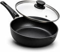 Hoffmann 11" BEST Nonstick Frying Pan with Lid – PFAS-Free, Made in Germany, High-Sided Premium Skillet, Removable Handle, Induction Ready, Heavy Cast Aluminum (StonIQ Series)