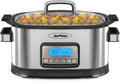 Sunvivi Slow Cooker Roaster Oven 6.5 Quart, 11 in 1 Programmable Multi-Cooker with Digital Timer, Temp Control, Keep Warm, Removable Nonstick Pot & Dishwasher-Safe Glass Lid, Sliver