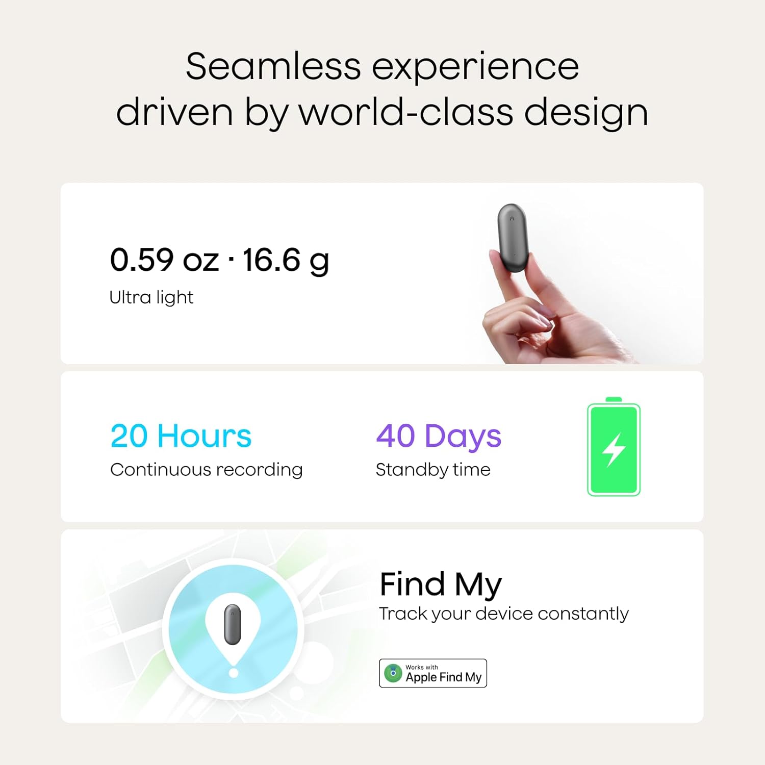 Plaud NotePin Voice Recorder, AI Voice Recorder, AI Note Taker, AI Transcribe & Summarize, Support 112 Languages, for Meetings, Lectures, Professionals, Teams, Cosmic Gray, Non-S Version