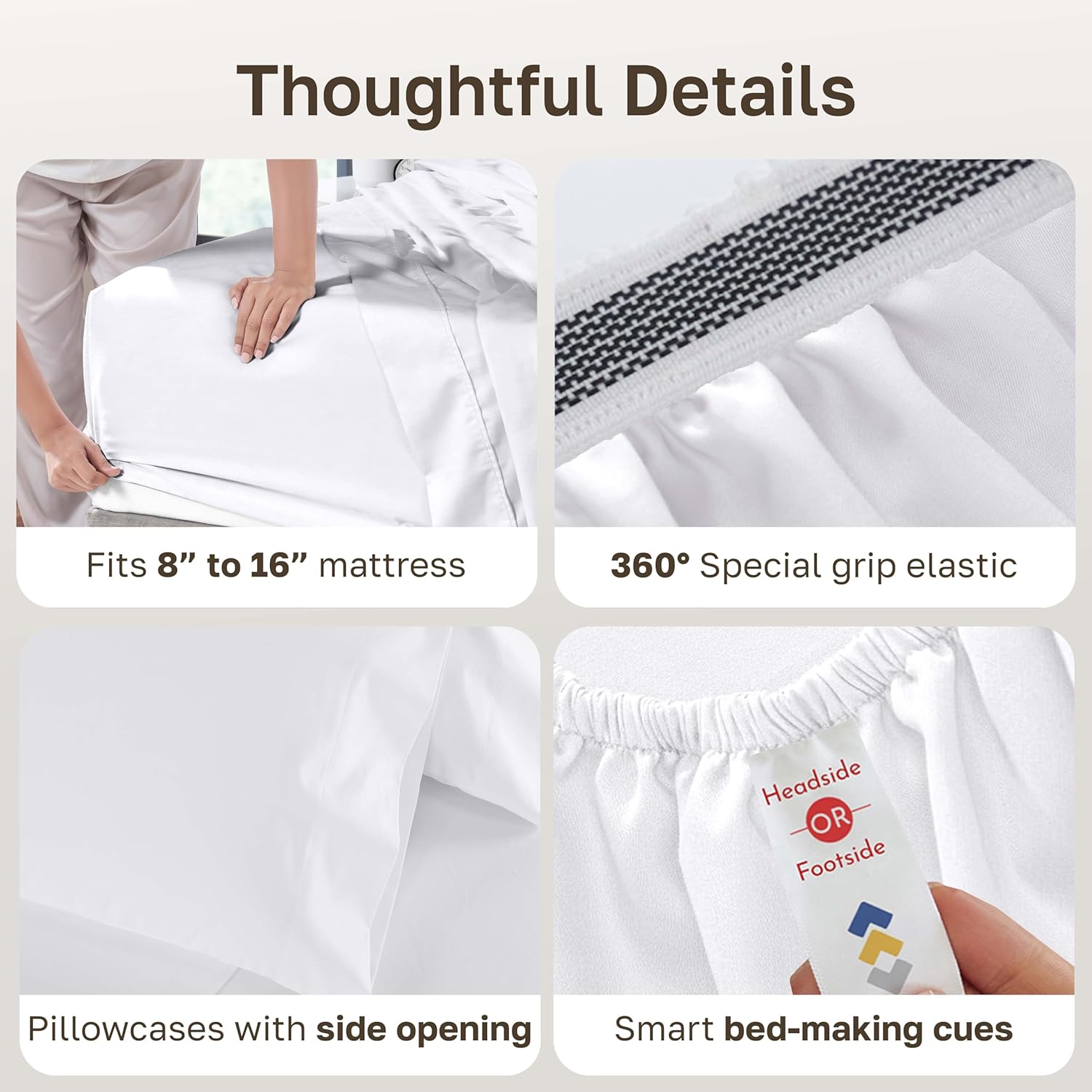 California Design Den California King Sheet Sets - 1000 Thread Count Sateen Sheets, Thick and Natural 100% Cotton, Deep Pockets, Durable Bedding Set - White
