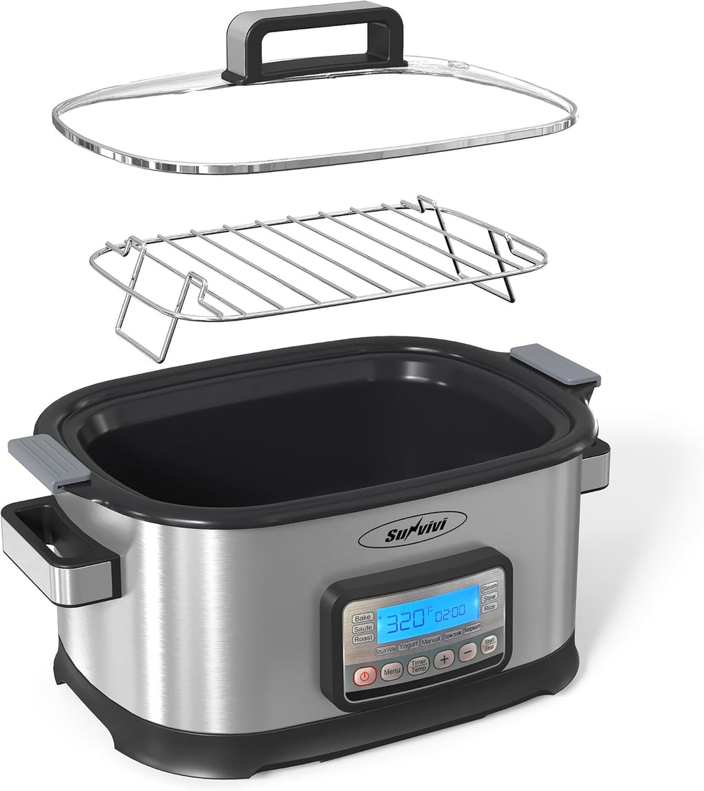 11-in-1 Multi Cooker 6.5QT, Programmable slow cooker with Nonstick Removable Pot, Digital Display, Adjustable Temp & Time for Slow Cook, Saute, Steam, Rice, Yogurt, Warmer