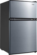 Arctic King ATMP032AES 3.2 Cu Ft Two Door Mini Fridge with Freezer, Stainless Steel