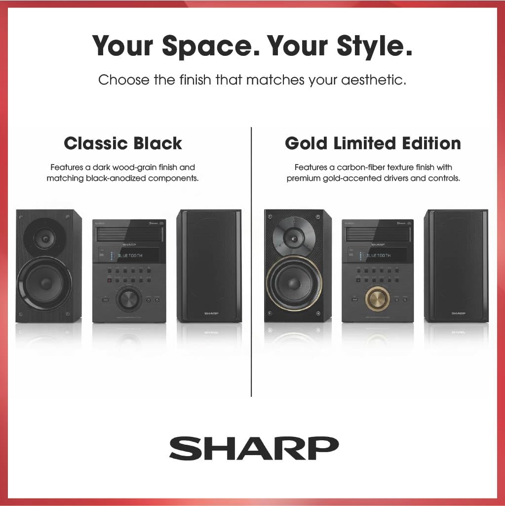 Sharp XL-BH250 Sharp 5-Disc Micro Shelf Executive Speaker System with Bluetooth, USB Port for MP3 Playback, AM/FM, Audio in for Digital Players