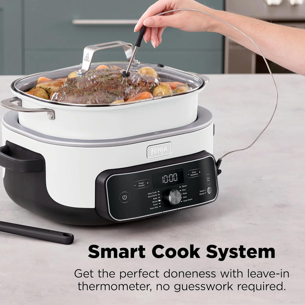 Ninja Foodi PossibleCooker PRO Plus with 11-in-1 Smart Cook System, Thermal Surround Technology, Powerful 1400-Watt Base, Oven safe up to 500º F - White (Renewed)