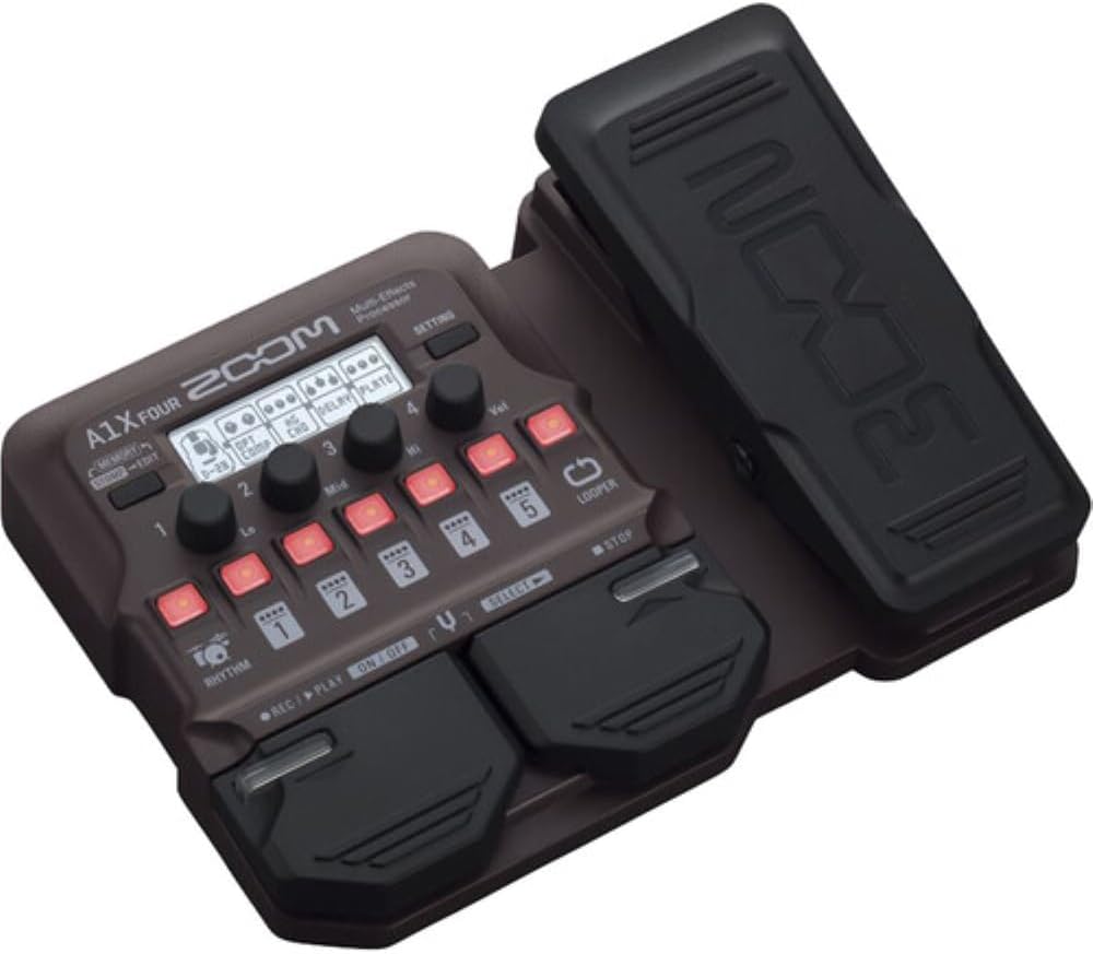 Zoom A1X FOUR Multi-Effects Processor Bundle with XLR Microphone Cable + Instrument Cable + Power Adapter + Cloth (5 Items)