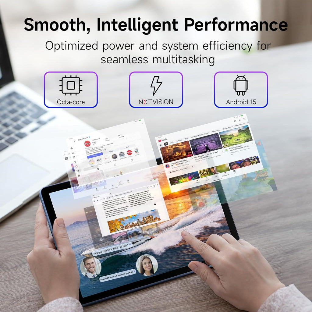 TCL TAB 10 Gen 4 Android Tablet, 10.1” FHD IPS Display, Octa-Core CPU, 12GB RAM (4GB+8GB), 128GB Storage, 6000mAh Battery, Android 15, Wi-Fi, Metal Body, Tablet for Students, Young Adults & Families