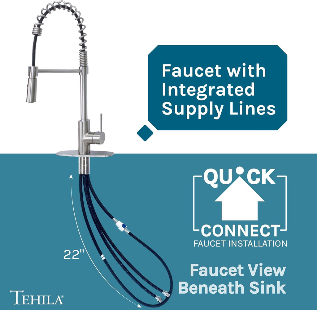 White Utility Sink in White Vanity, Stainless Steel Pull-Down Coil Faucet, Soap Dispenser and Spacious Cabinet by JS Jackson Supplies for Garage, Basement, Shop and Laundry Room