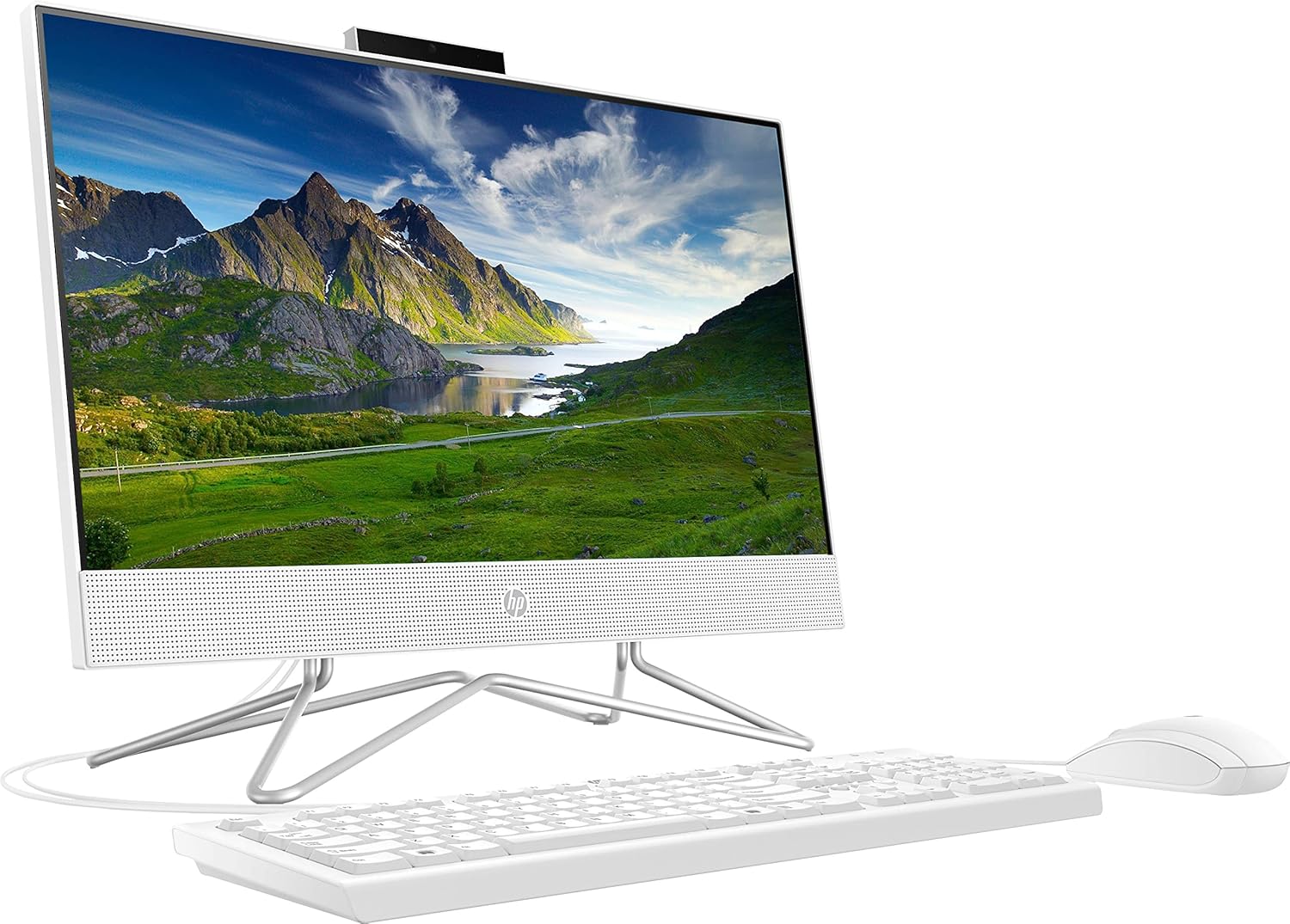 HP 2022 All-in-One Desktop, 21.5" FHD Display, Intel Celeron J4025 Processor, 16GB RAM, 512GB PCIe SSD, Webcam, HDMI, RJ-45, Wired Keyboard&Mouse, WiFi, Windows 11 Home, White