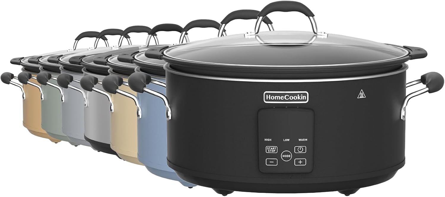 HOMECOOKIN Slow Cooker, Extra Large 10 Quart Programmable Slow Cookers, Dishwasher Safe Glass Lid & Crock, Kitchen Appliance for Families and Gatherings, Brown