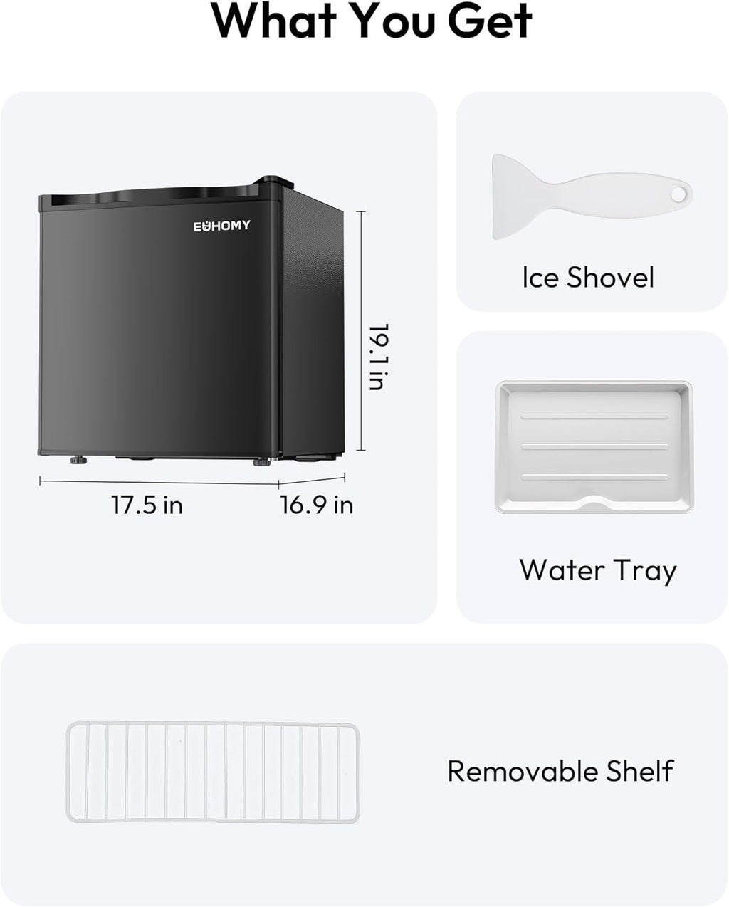 EUHOMY 1.7 Cu.Ft Mini Fridge, Reversible Single Door Compact Refrigerator, Adjustable Thermostat, Energy Saving, Mini Fridge for Bedroom, Office, Dorm, Black