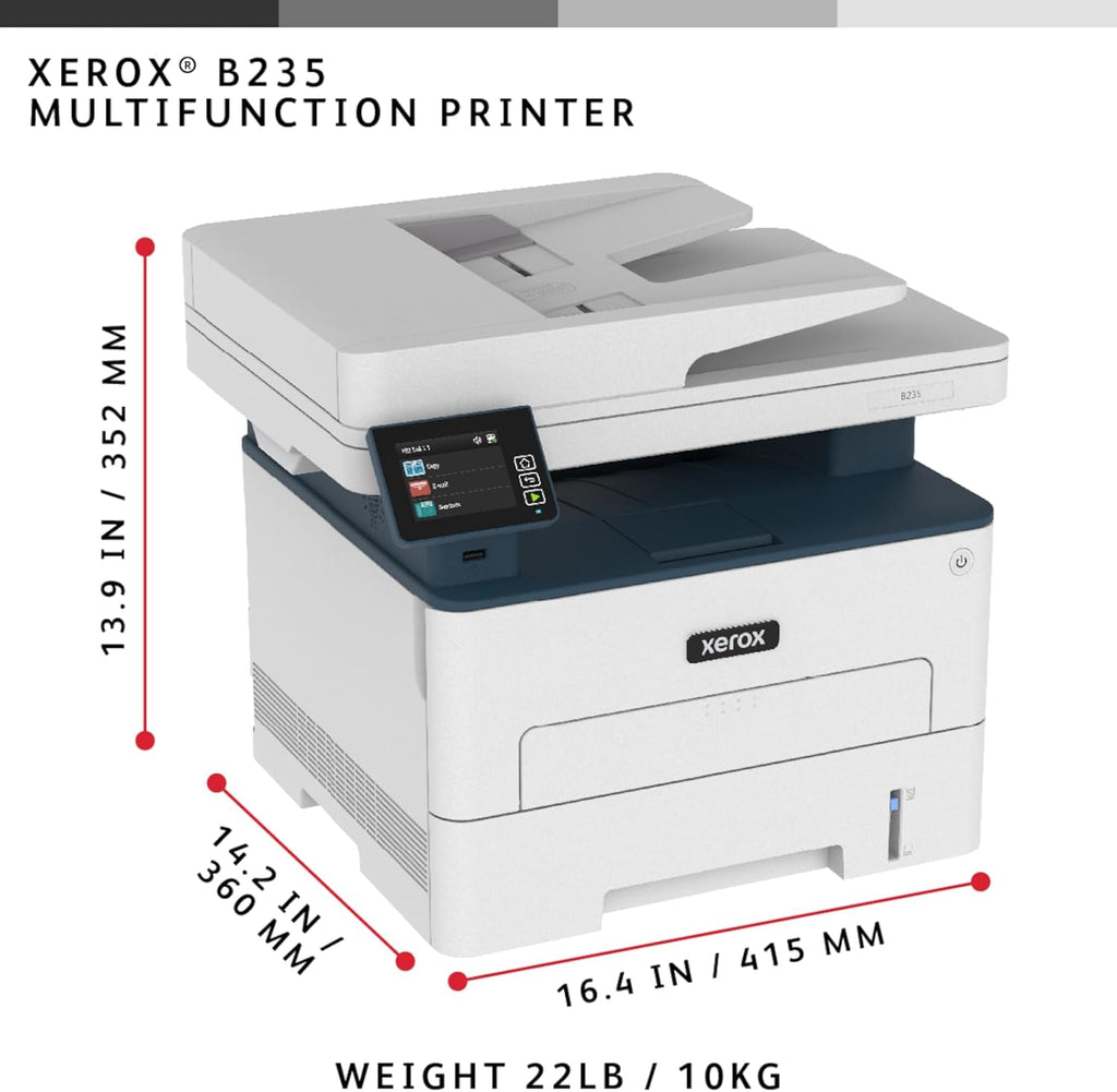 Xerox B235DNI All-in-One Printer, Laser, B&W, Wireless, ADF, Letter, Print, Scan, Copy, Fax, Energy Star Certified, Up to 36PPM