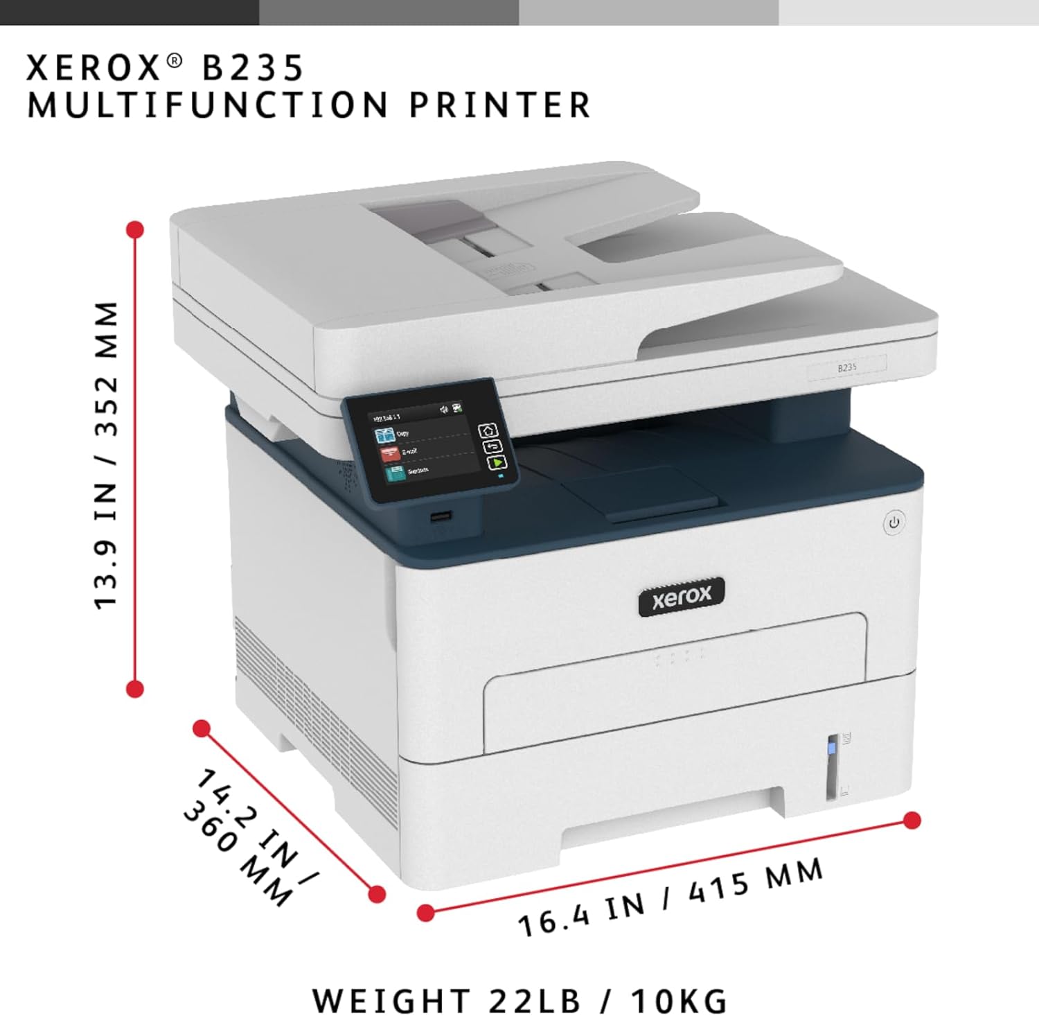 Xerox B235DNI All-in-One Printer, Laser, B&W, Wireless, ADF, Letter, Print, Scan, Copy, Fax, Energy Star Certified, Up to 36PPM