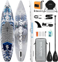 SOLAVERO Inflatable Stand Up Paddle Board, 12'5"×33" Extra Large SUP with Seat Premium Accessories, Anti-Slip EVA Deck for Youth & Adults 600lb Capacity Adventure Paddleboard for Lake, River, Ocean