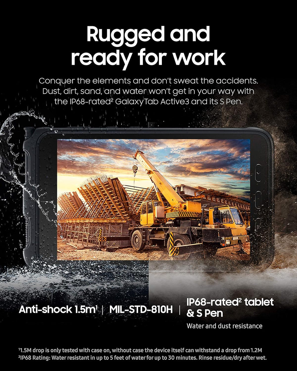 Samsung Galaxy Tab Active3 Enterprise Edition 8” Rugged Multi Purpose Tablet |64GB & WiFi & LTE (Unlocked) | Biometric Security (SM-T577UZKDN14), Black (Renewed)