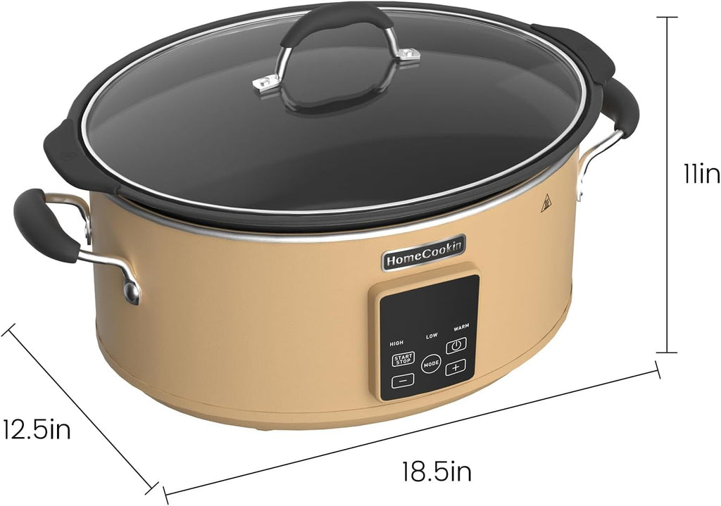 HOMECOOKIN Slow Cooker, Extra Large 10 Quart Programmable Slow Cookers, Dishwasher Safe Glass Lid & Crock, Kitchen Appliance for Families and Gatherings, Brown