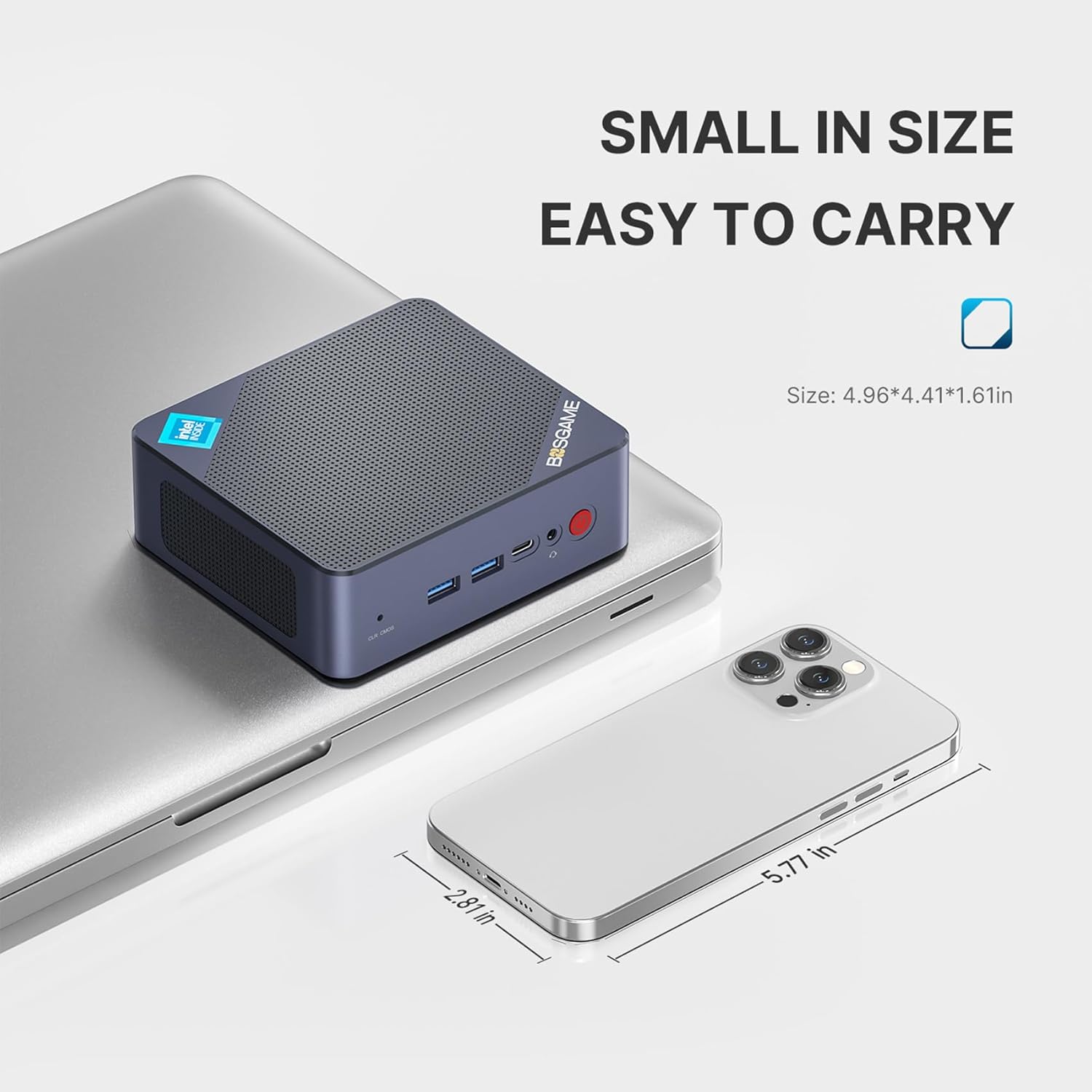 BOSGAME B95 Mini PC Desktop Computers, Intel 12th N95, 16GB DDR4 512GB SSD, 4K Triple Display, Dual HDMI & Type-C, WiFi 5/BT 5.0, Micro Desktop PC for Office, Home Theater, Streaming