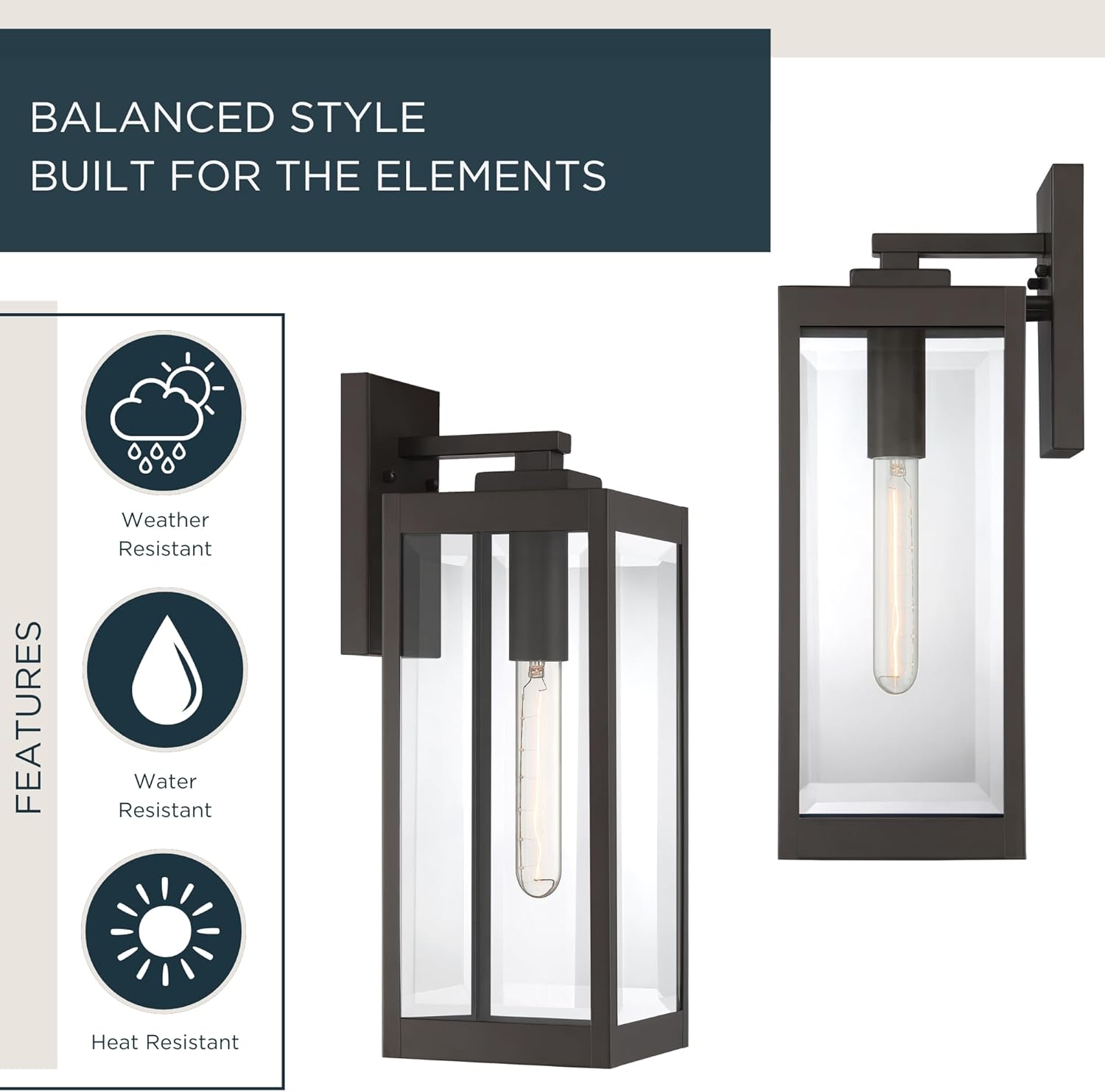 Quoizel Westover 17" Outdoor Wall Sconce, 1-Light Western Bronze with Clear Beveled Glass, E26 Base, Wet Rated