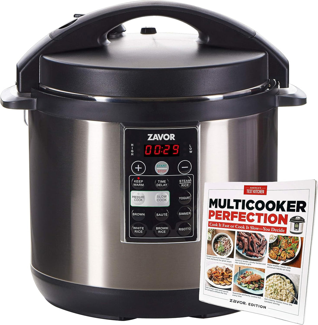 Zavor LUX 8 Quart Multi-cooker with America's Test Kitchen Multicooker Perfection Cookbook, Stainless Steel