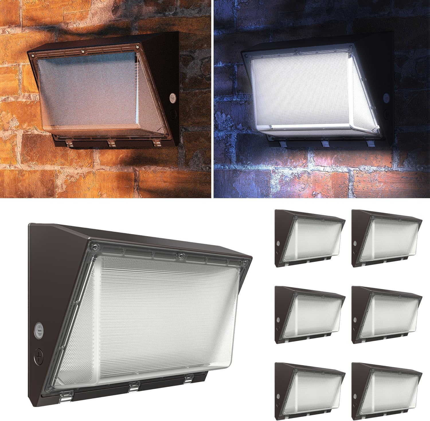 Sunco 120W LED Wall Pack Outdoor Dusk to Dawn Photocell Sensor Industrial Dimmable Waterproof Commercial Grade Security Warehouse Parking Lot, 5000K Daylight, 16200 Lumens, AC120-277V 6 Pack.