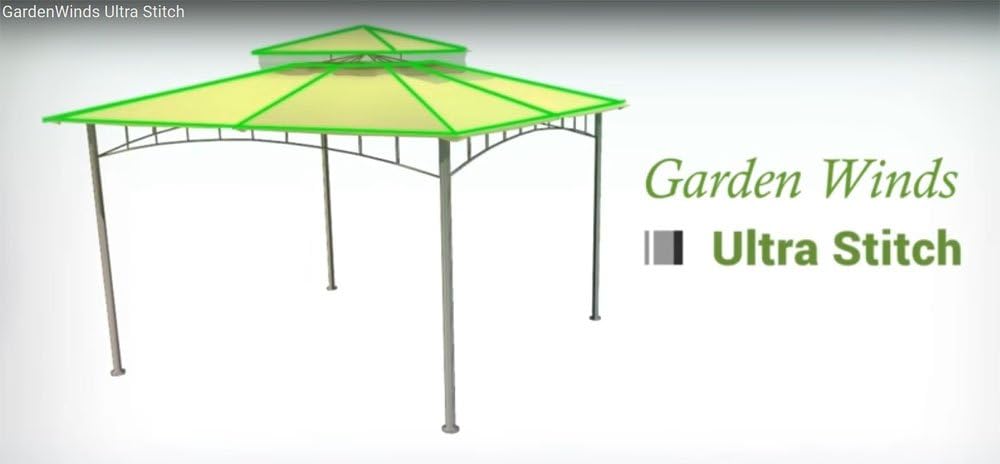 Garden Winds Replacement Canopy Top Cover for the Simply Shade 11ft LED Umbrella - Upgraded Fabric Riplock 500 - Will Fit Models AG45RLD-LS-3, AG45RLDT2-LS-2, AG45RLDT2-LS-1
