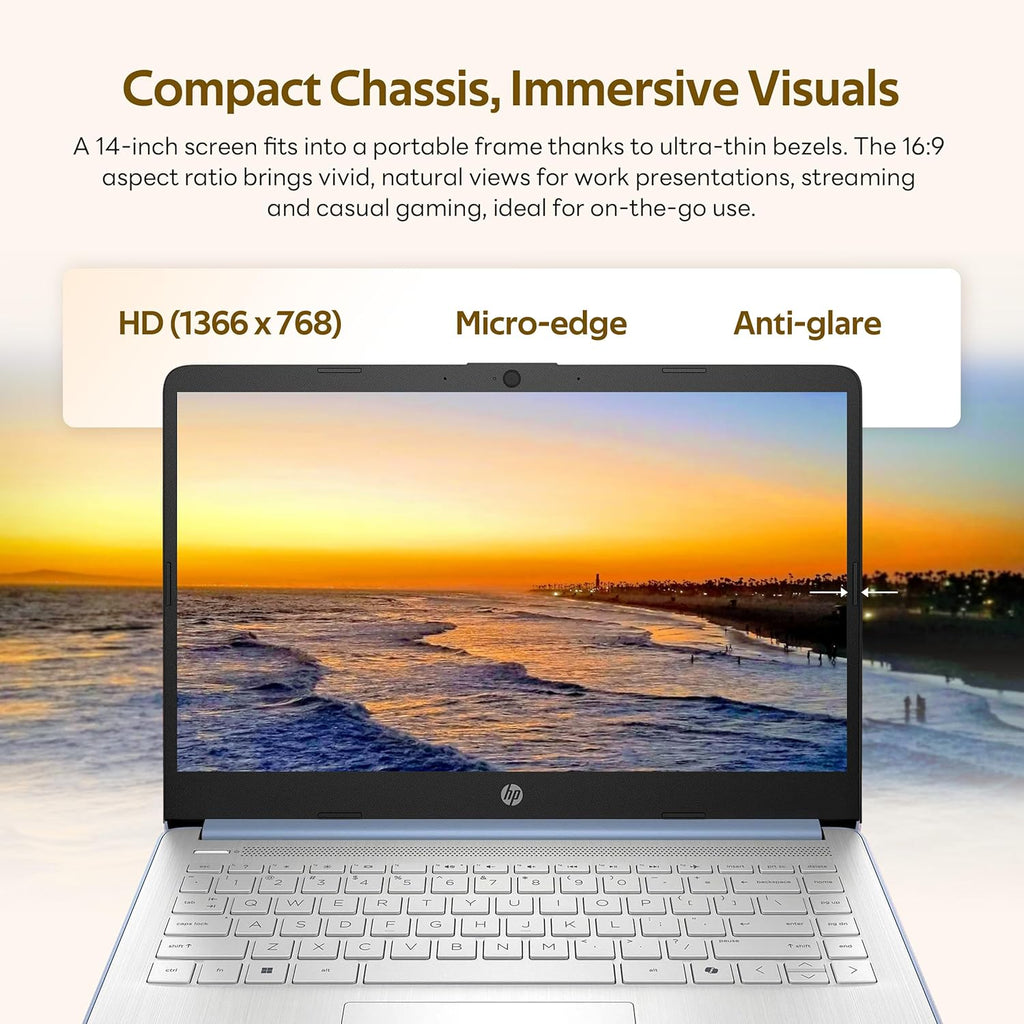 HP Stream 14" HD Student&Business Laptop with AI Copilot, Intel Processor N150, 4GB RAM, 1.12TB Storage (128GB UFS + 1TB Docking Station), 1 Year Office 365, 720p Webcam, Win 11, Sky Blue