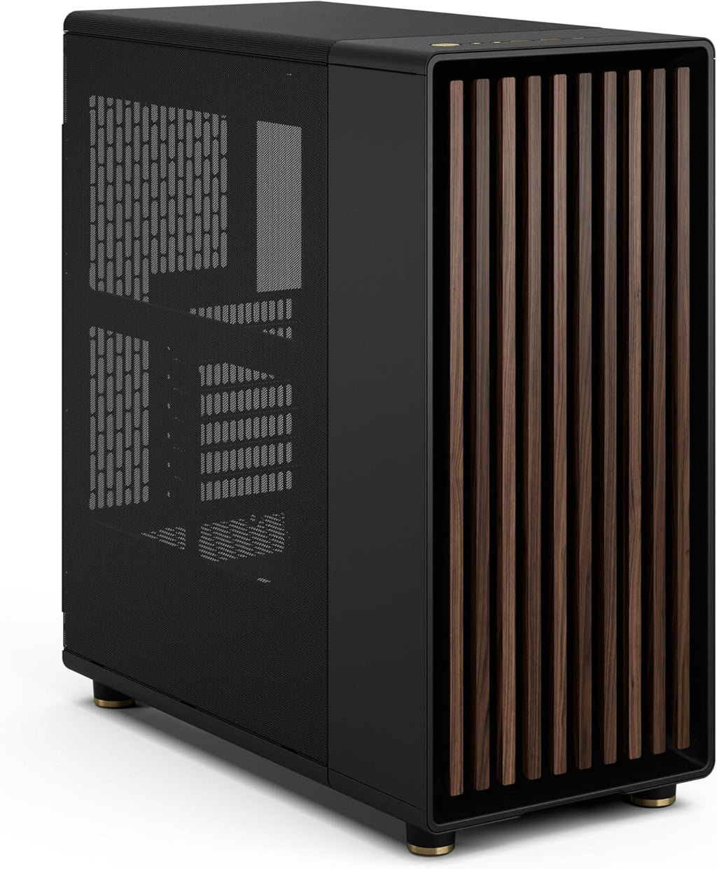 Fractal Design North - Genuine Walnut Wood Front - Mesh Side Panels - Two 140mm Aspect PWM Fans Included - Type C USB - ATX Airflow Mid Tower PC Gaming Case,Charcoal Black