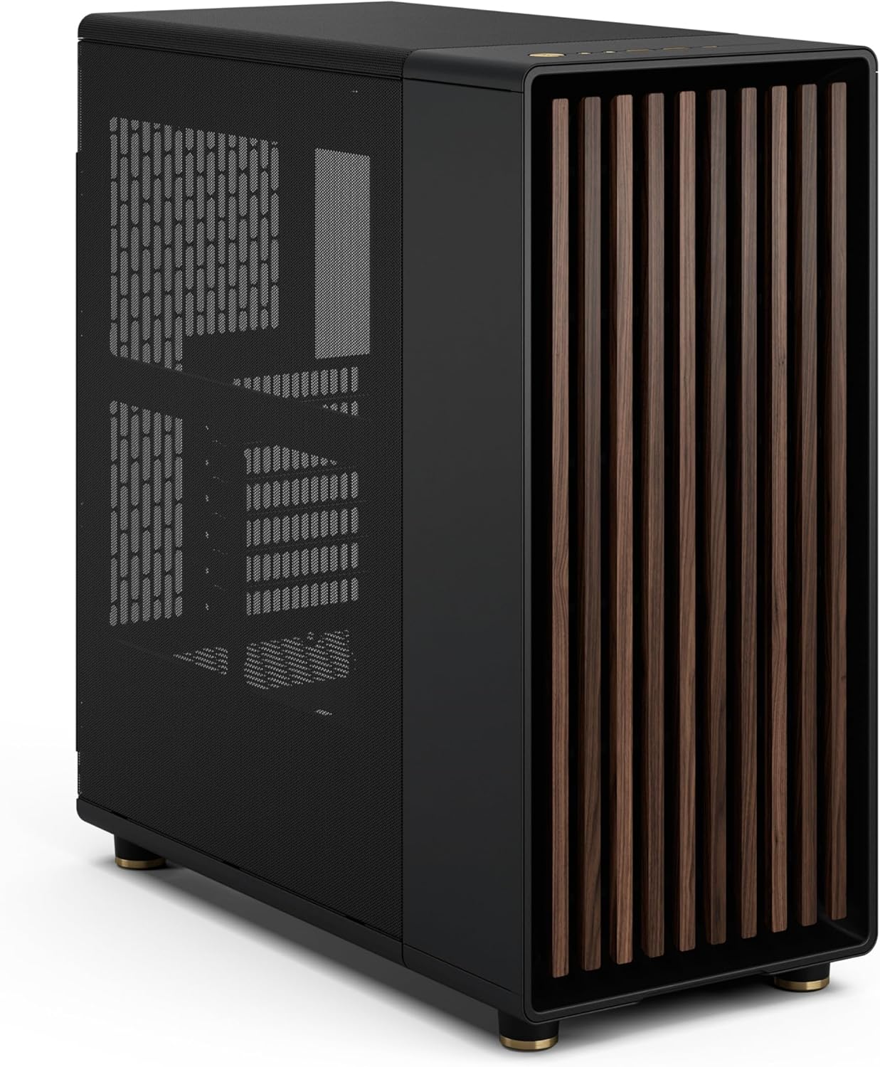 Fractal Design North - Genuine Walnut Wood Front - Mesh Side Panels - Two 140mm Aspect PWM Fans Included - Type C USB - ATX Airflow Mid Tower PC Gaming Case,Charcoal Black