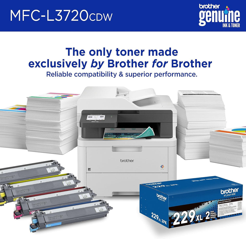 Brother MFC-L3720CDW Wireless Color Laser Printer with Scanner, Copier and Fax | Auto Duplex and 250-Sheet Capacity | Includes Refresh Subscription Trial(1). Amazon Dash Replenishment Ready
