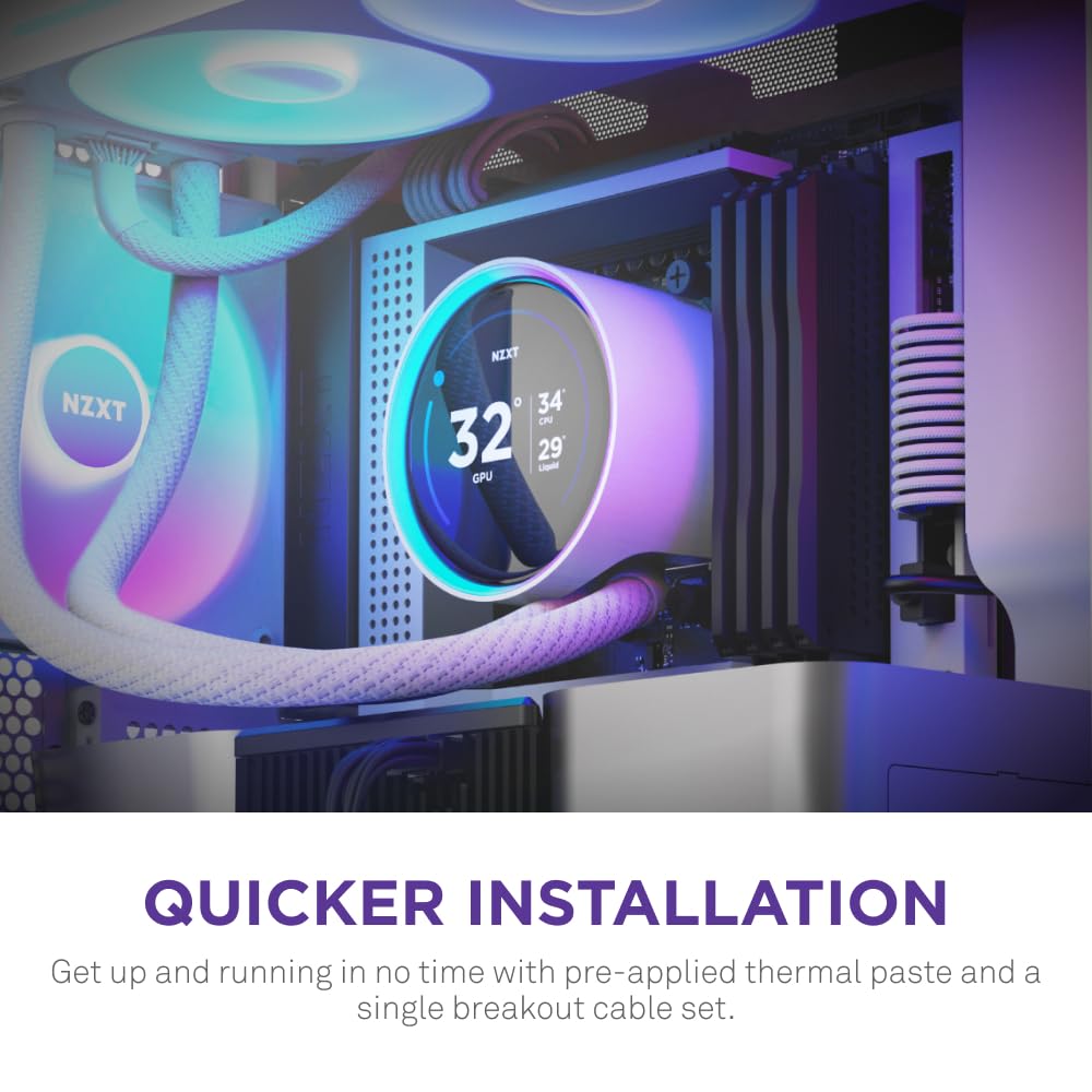 NZXT Kraken Elite 360 RGB 2024 - AIO CPU Liquid Cooler - 360mm Radiator - F360 RGB Core Fan - Customizable 2.72" IPS LCD - NZXT Turbine Pump - AMD® AM5, AM4 - Intel® LGA 1851/1700, 1200/115X - White