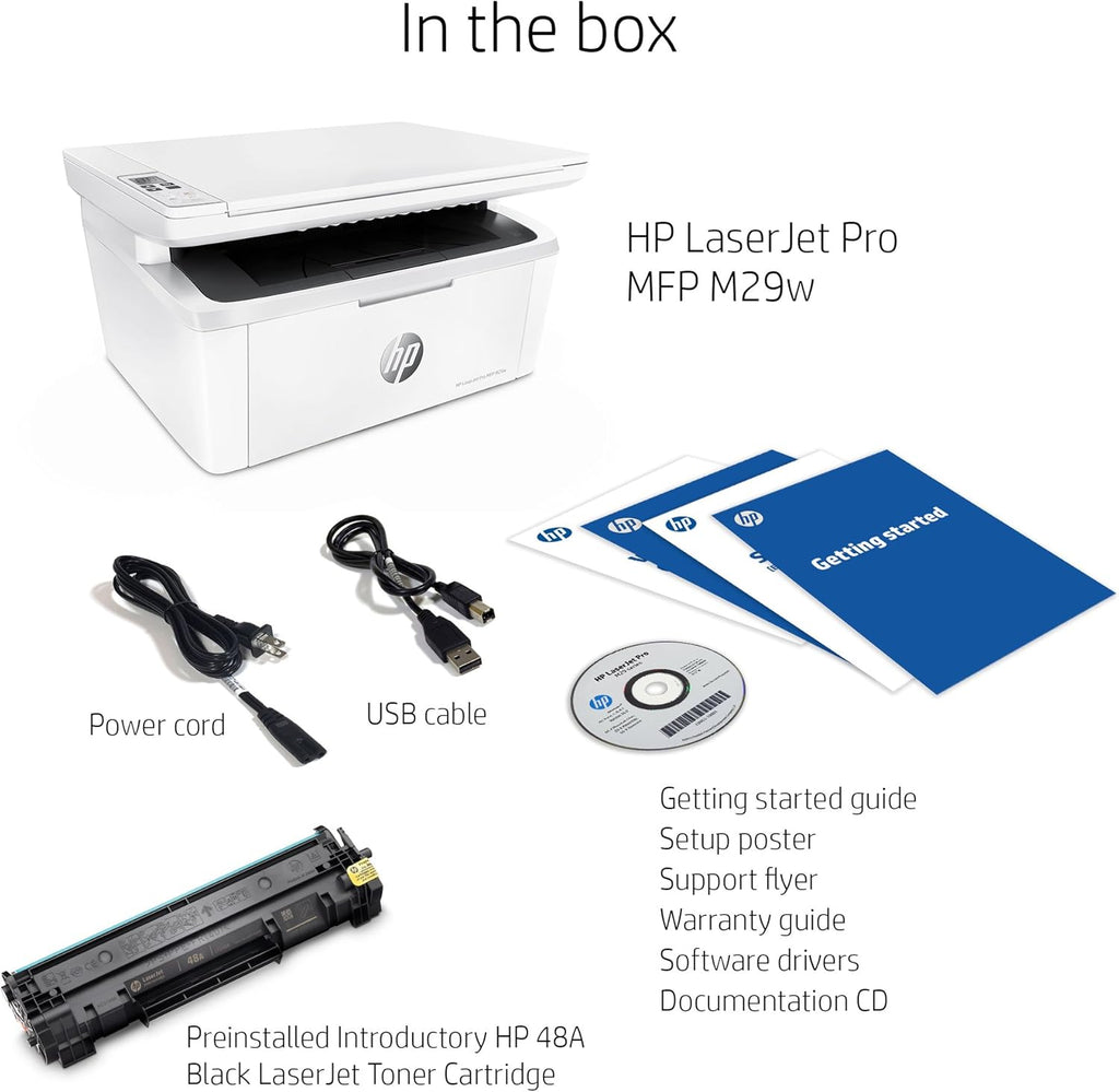 HP Laserjet Pro MFP M29w Wireless Monochrome All-in-One Printer, Works with Alexa (Y5S53A)