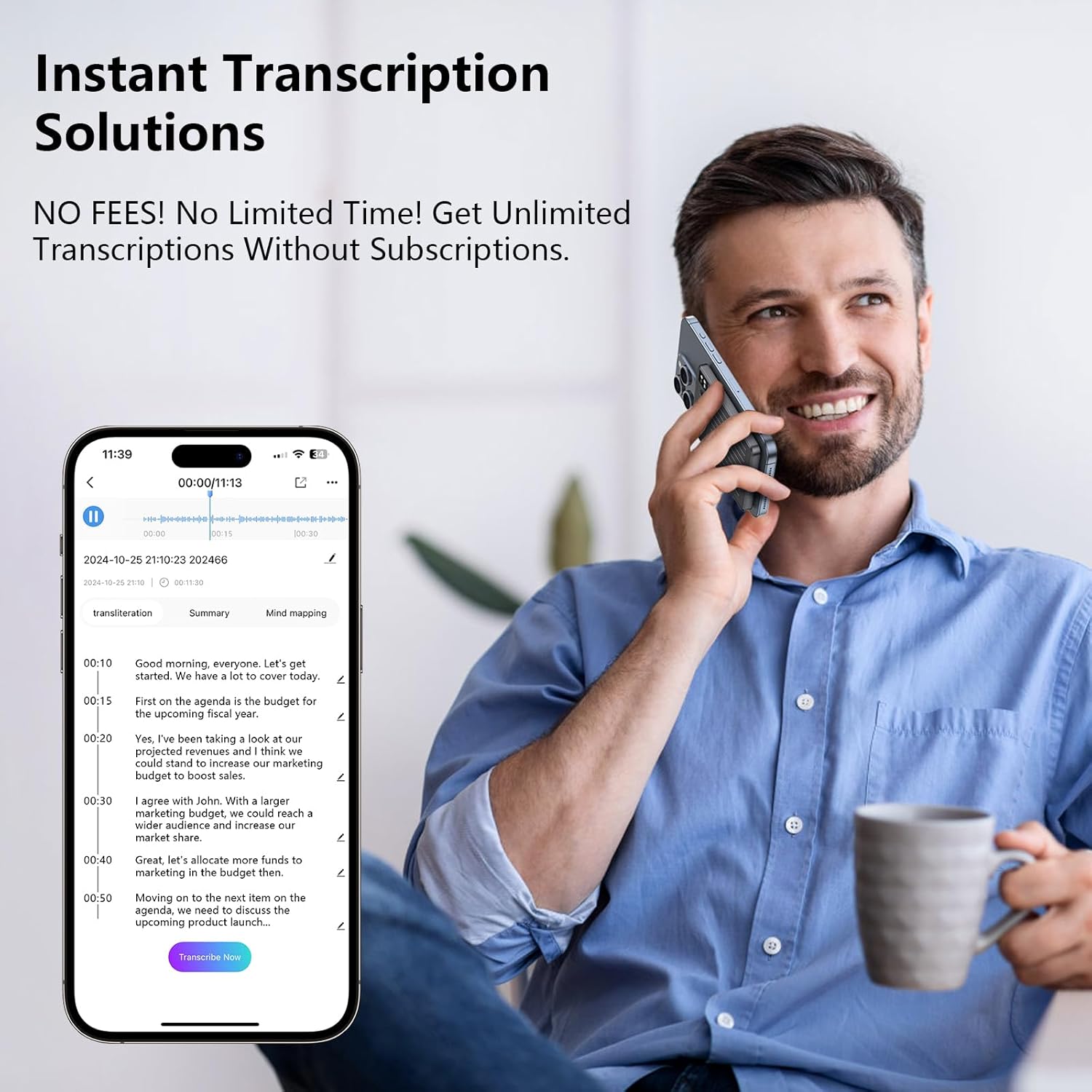 AI Voice Recorder, Voice Recorder with No Fee for Transcribe & Summarize, Empowered by ChatGPT, APP and WEB Sync, Support 107 Languages, 64GB Memory,Digital Voice Recorder for Meetings/Calls-Dark Grey