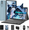 10 inch Android 15 Tablet, 2026 Tablet with Keyboard, 24GB+256GB+2TB Expand, Tablets PC with Gemini AI, 8000mAh Battery, 5G WiFi, Widevine L1, 2 in 1 Tablets with Case, Mouse, Stylus (Black Case)