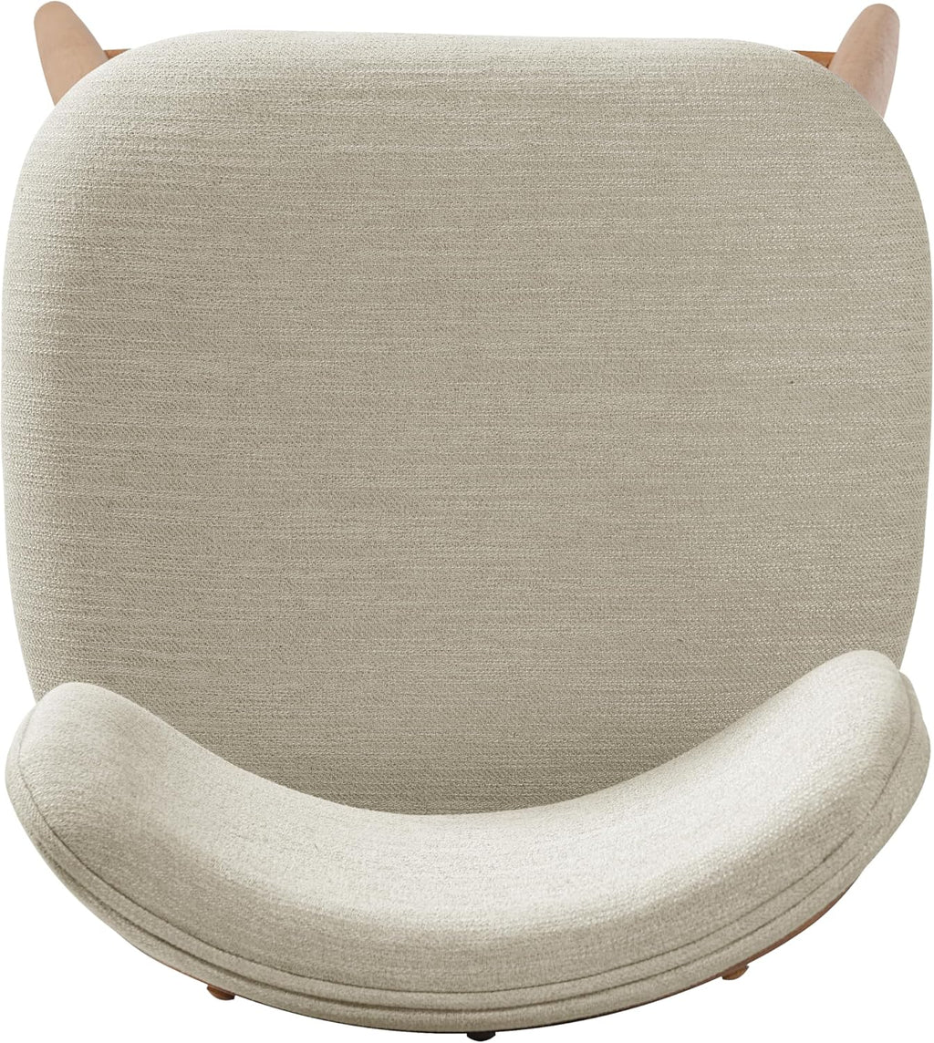 Christopher Knight Home Mundo Counter Height Bar Stools Set of 2, Fabric Upholstered Counter Stools and Curved Backrest, Rubberwood Kitchen Island Armchair with Splayed Legs, Beige + Natural