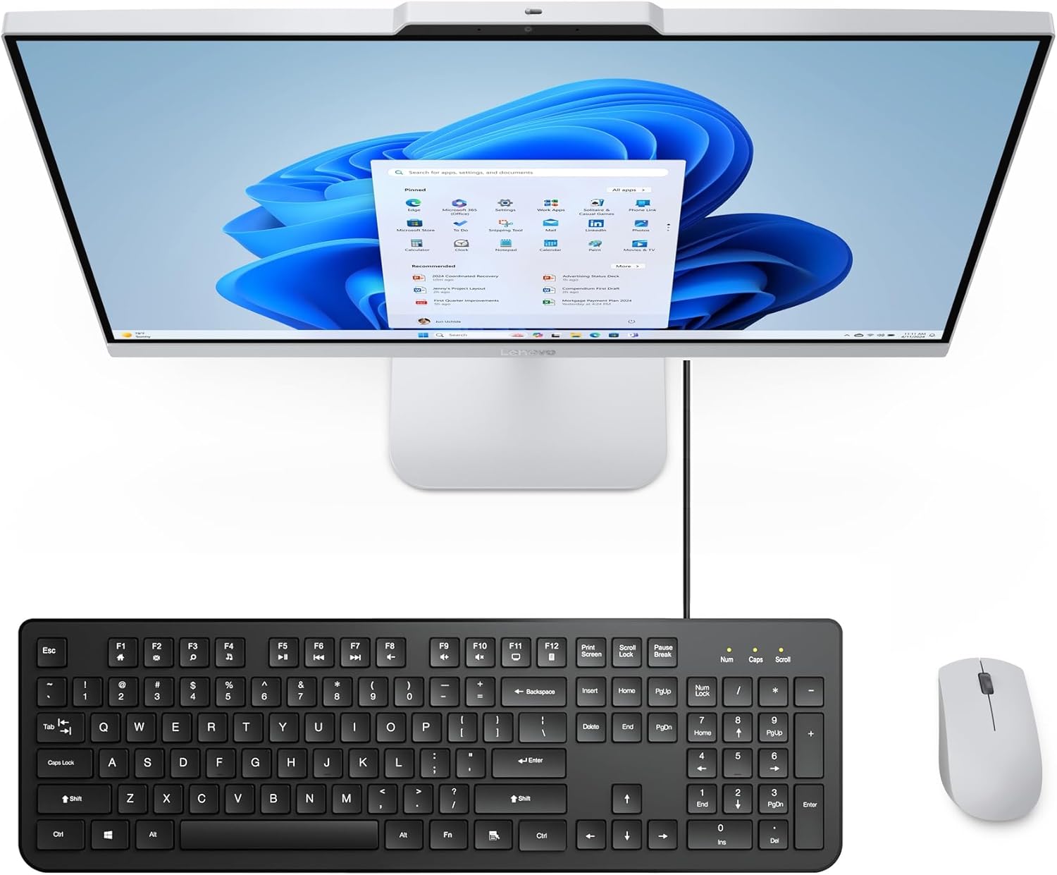 Lenovo 24" IdeaCentre All-in-One Desktop Computer, Intel 8-Core i3-N305, 16GB DDR4, 512GB PCIe SSD, 23.8" FHD IPS Display Home Office PC, WiFi 6, Office 365, Keyboard & Mouse, Windows 11, Cloud Grey