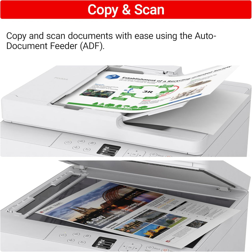 Canon PIXMA TR7120 Wireless Color Inkjet Printer for Duplex Printing, White – Home Printer with Copier/Scanner, Auto Document Feeder, Compact Design, Intuitive Control Panel