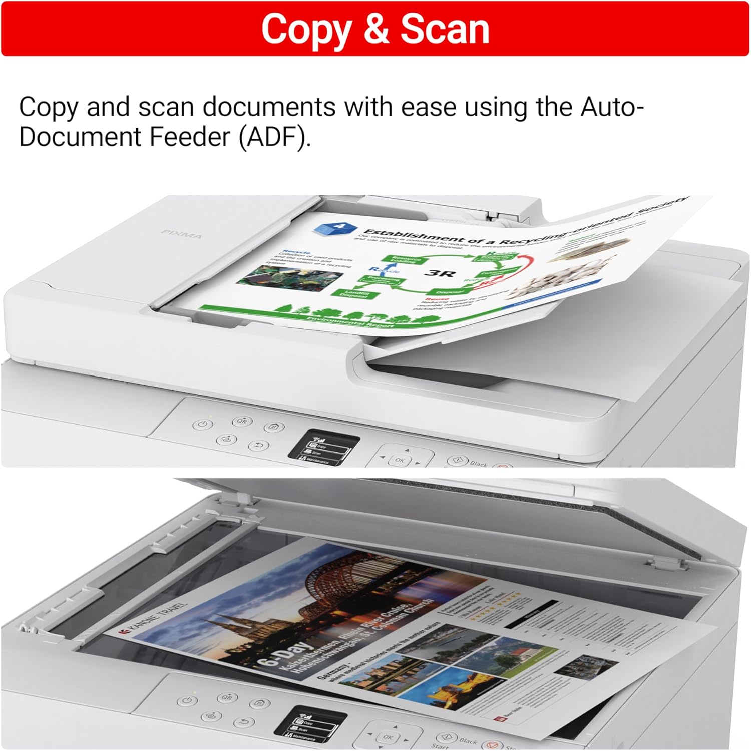 Canon PIXMA TR7120 Wireless Color Inkjet Printer for Duplex Printing, White – Home Printer with Copier/Scanner, Auto Document Feeder, Compact Design, Intuitive Control Panel