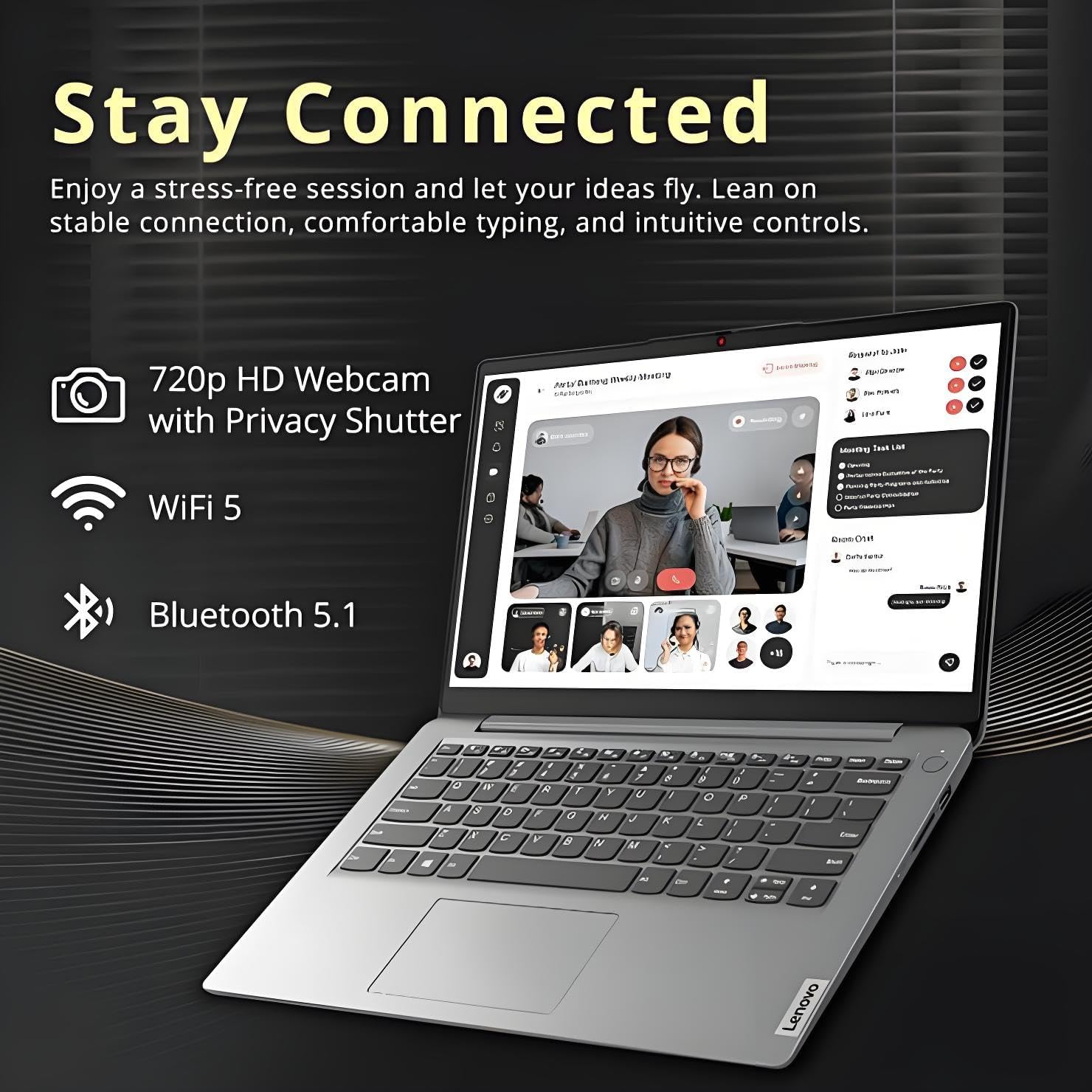 Lenovo Laptop Computer for Home and Office with Office 365, 14" HD Display, 8GB RAM, 128GB Storage, Intel Dual-Core, WiFi6, Bluetooth 5.2, USB-C, Portable Desgin, Long Battery, Windows 11 Home