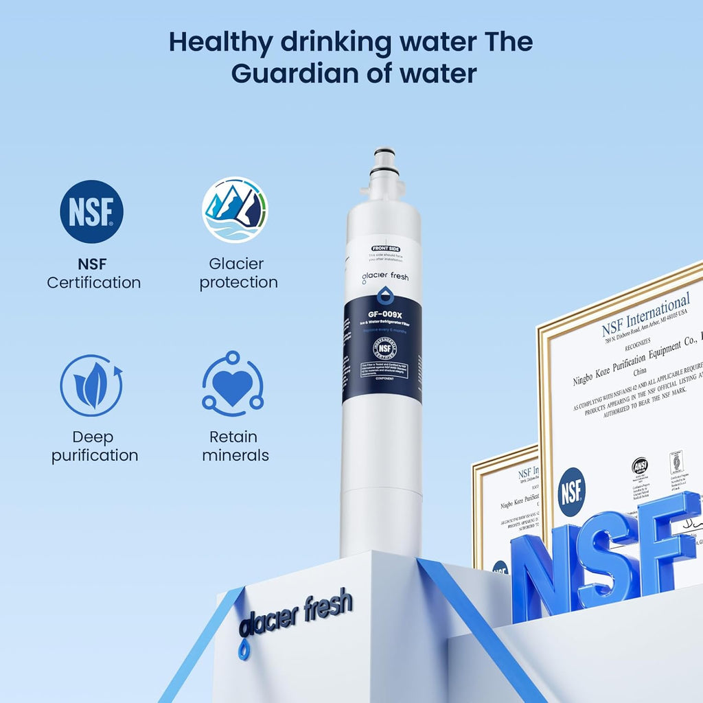 GLACIER FRESH Replacement for RPWFE, RPWF (Built-in CHIP) Refrigerator Water Filter, Compatible with GFE28GYNFS, GFE28GELDS, PFE28KELDS, PFE28KYNFS, GFD28GELDS, PWE23KELDS, PWE23KMKES, 4 Pack