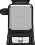 Ninja Belgian Waffle Maker Pro | Vertical Design | 5 Shade Settings with Precision-Pour Cup & Chef-curated Recipe Guide | Black & Silver | BW1001