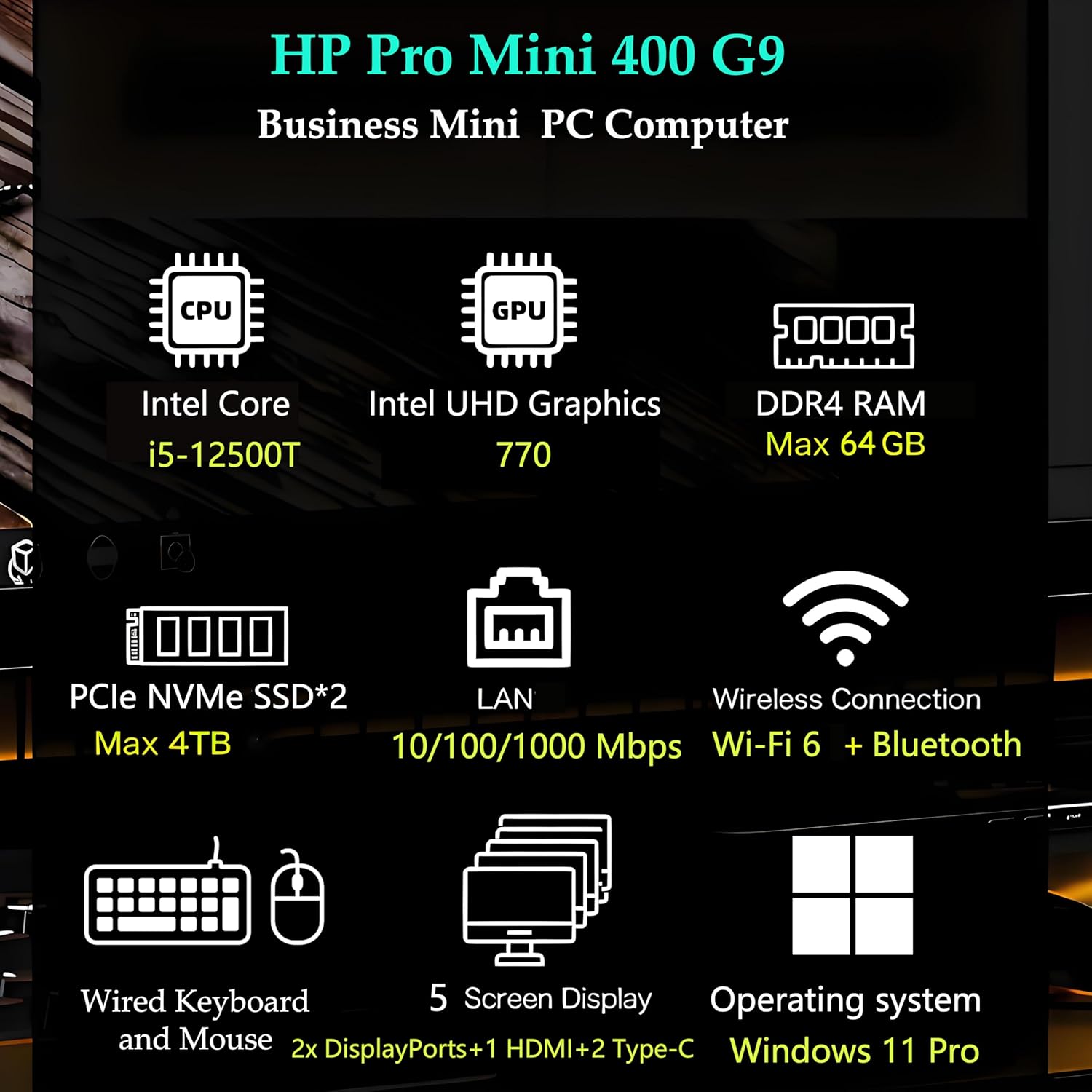 HP Pro Mini 400 G9 Business Mini Desktop Computer, 12th Gen Intel Hexa-Core i5-12500T (Beat i7-11700T), 8GB DDR4 RAM, 256GB PCIe SSD, WiFi 6, Bluetooth 5.2, Windows 11 Pro