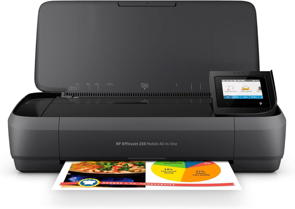HP OfficeJet 250 Wireless Mobile Printer, Scanner, Copier - Black, Battery Included (CZ992A)