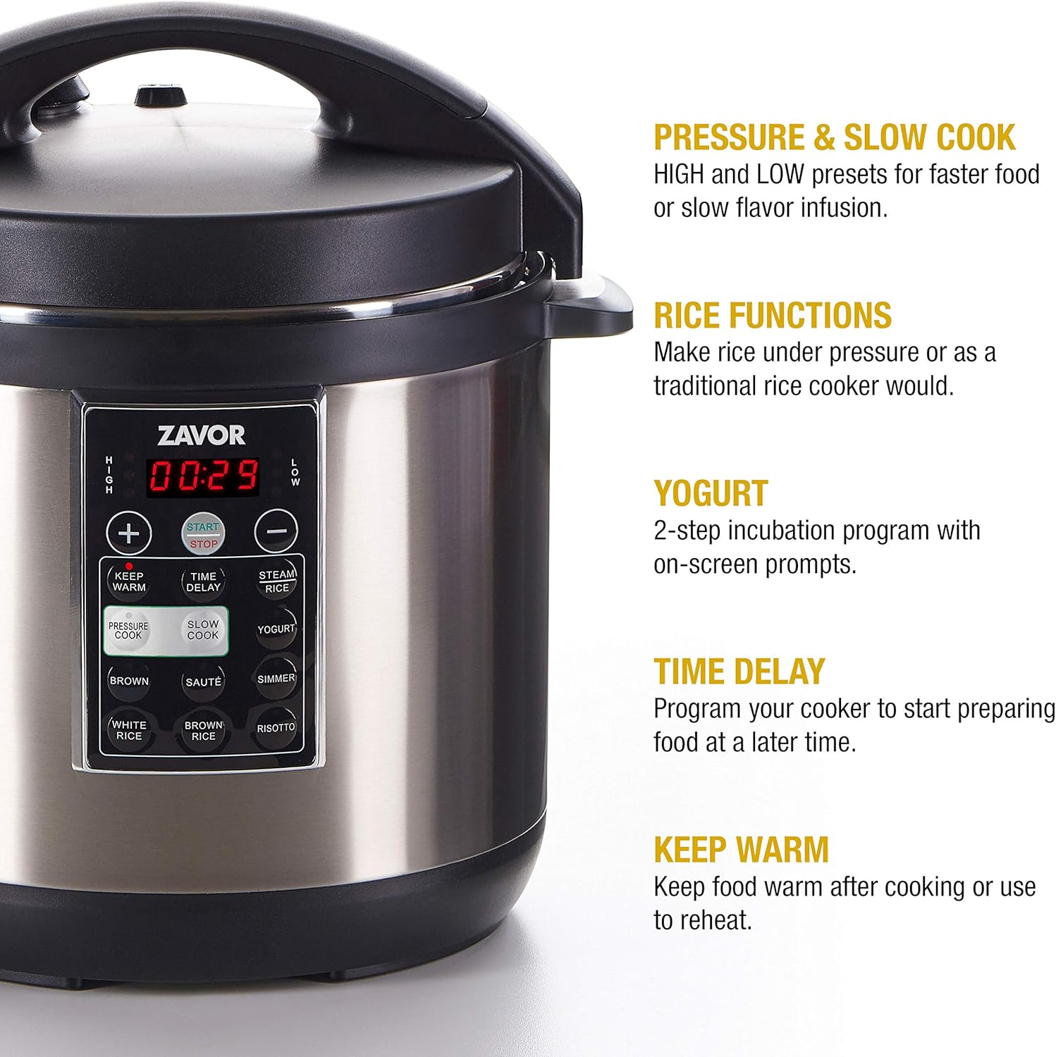 Zavor LUX 8 Quart Multi-cooker with America's Test Kitchen Multicooker Perfection Cookbook, Stainless Steel