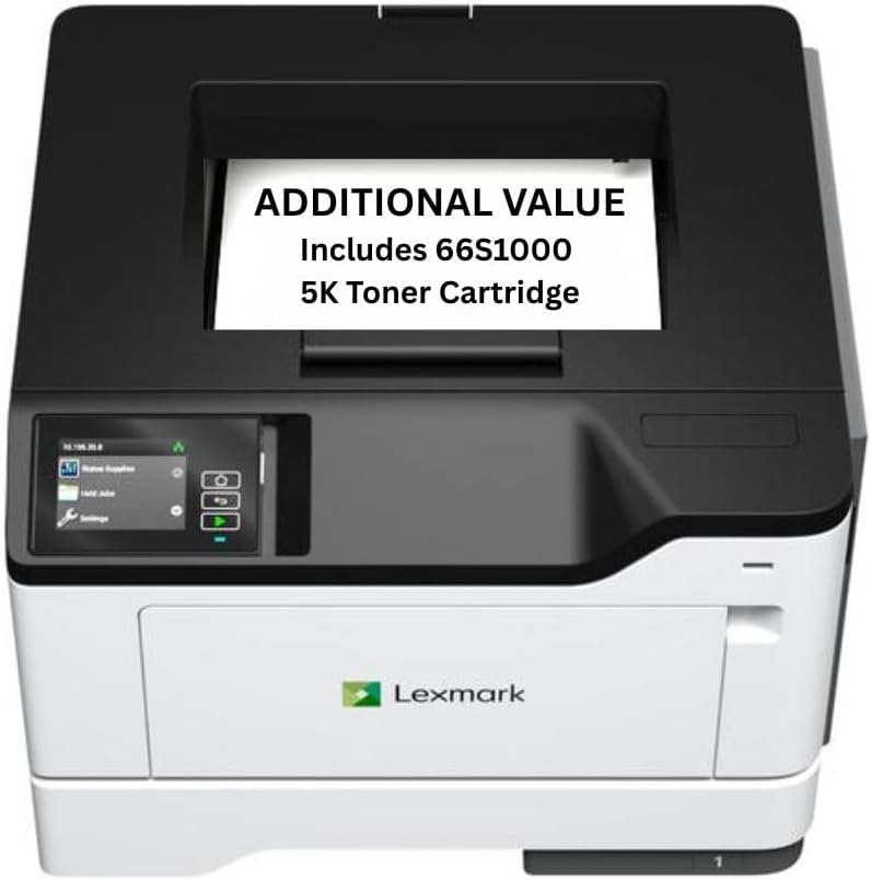 Lexmark MS531dw Monochrome Laser Printer, Duplex (2-Sided Printing), Energy Star, Up to 46 ppm, 2.8 inch, Color Touch Screen(38S0300) Bundle with 66S1000 Black 5K Yield Toner Cartridge