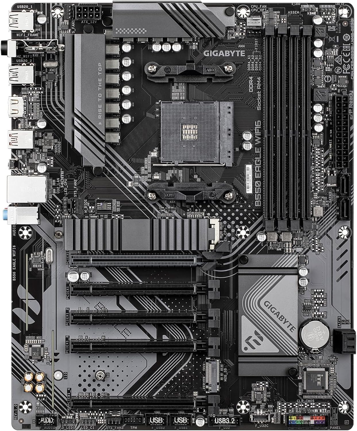 GIGABYTE B550 Eagle WIFI6 AMD AM4 ATX Motherboard, Supports Ryzen 5000/4000/3000 Processors, DDR4, 10+3 Power Phase, 2X M.2, PCIe 4.0, USB-C, WIFI6, GbE LAN, PCIe EZ-Latch, EZ-Latch, RGB Fusion