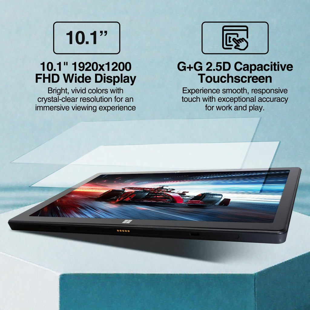 Fusion5 10.1" Windows 11 Professional Tablet PC - Intel 13th Gen - Full HD Windows Tablet Computer - 8GB RAM, 256GB SSD Storage, Quad-Core CPU, 10 Inch, USB 3.0, Micro HDMI, Expandable Storage