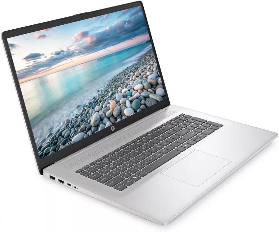 HP 17.3" FHD Business Laptop Computer, 16GB RAM 1TB SSD, 6-core AMD Ryzen 5 Processor, Windows 11 Laptop, Copilot AI Ready, Numeric Keypad, PLUSERA 8-in-1 Hub Included, Natural Silver